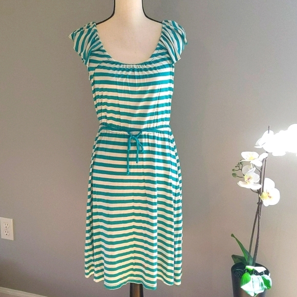 Old Navy Dresses & Skirts - ✨Old Navy Teal & Cream Striped Dress